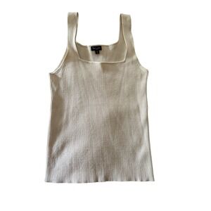 Splendid Womens Ribbed Knit Square Neck Tank Top Cream RF2W97X Large
